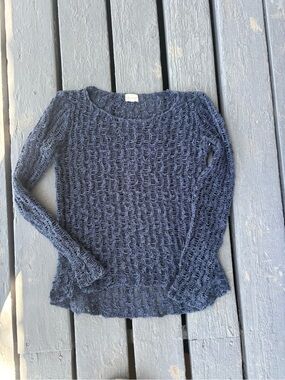 Vintage Navy Open-Knit Scoop Neck Sweater